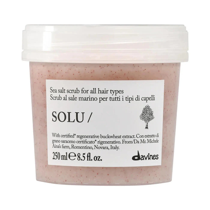 Essential Solu Sea Salt Scrub Cleanser Hair Treatment Davines 8.5 oz 