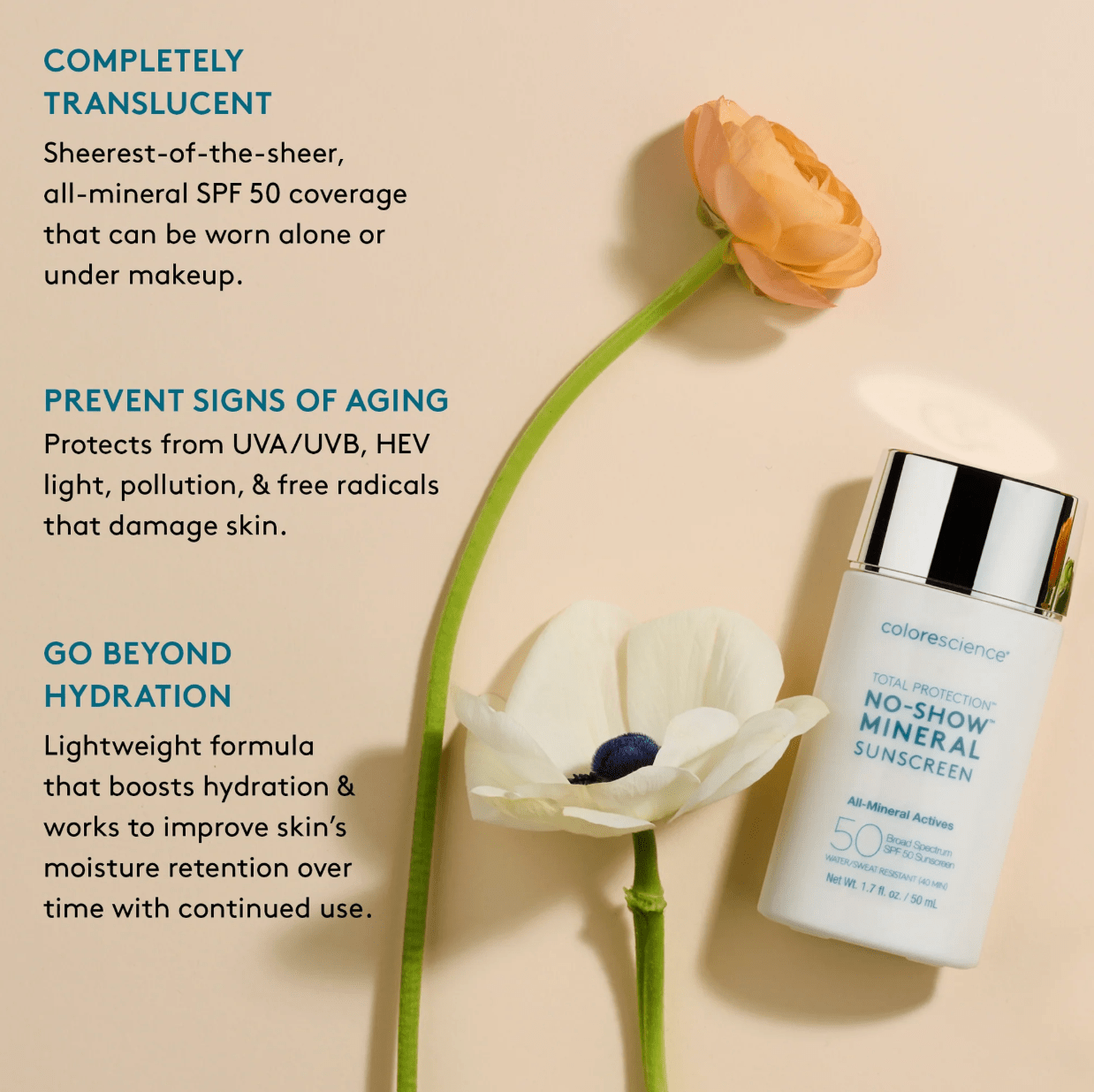 No-Show Mineral Sunscreen SPF 50 Suncare Colorescience 