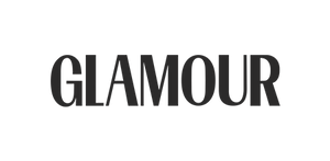 The word 'GLAMOUR' in bold black serif lettering centered on a plain white background.