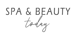 The text 'SPA & BEAUTY' in a serif typeface with 'today' written below in a flowing cursive script, all in dark gray on a plain white background.