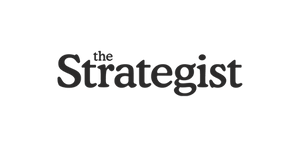 The Strategist brand logo in black serif text centered on a plain white background.