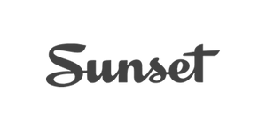 The word 'Sunset' in a dark gray cursive script font, centered on a plain white background.