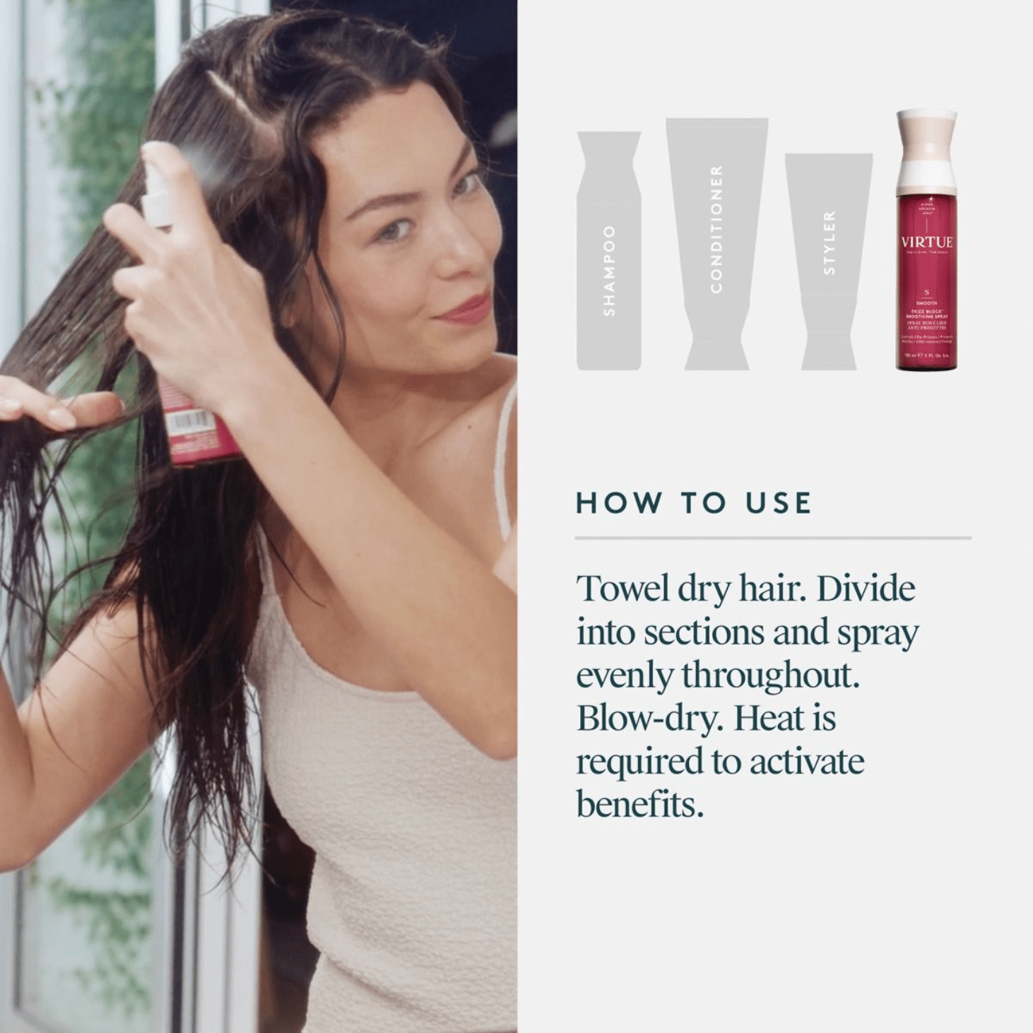 Virtue® Frizz Block Smoothing Spray Hair Styling Virtue Labs 