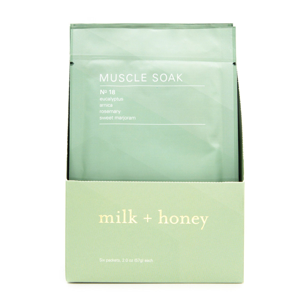 Muscle Soak, Nº 18 Packets 100 PC milk + honey Case Set of Six (2 oz) Packets 